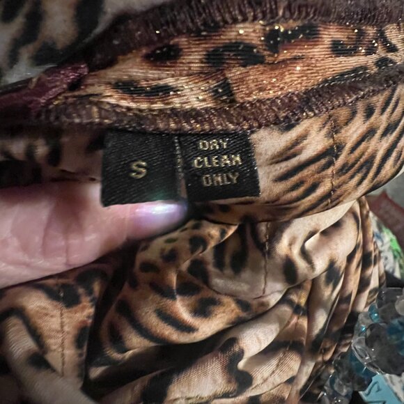 Cynthia Rose Sparkly Leopard Print Long Sleeve Bodycon Shift Dress Sz S - Picture 4 of 6
